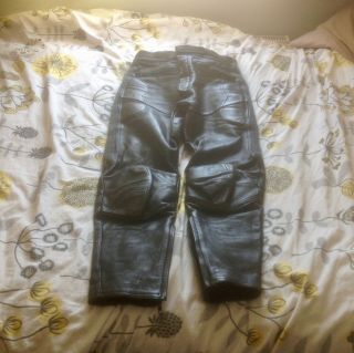 Ashman Vintage Classic Black Leather Motorcycle Trousers Size 32 Waist 29 Leg