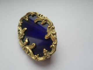 Vintage circa early 20th century blue enamel brooch 3