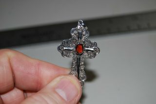 Vintage Sterling Silver Cross With Garnet