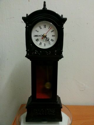 Vintage Miniature 11 " Grandfather Quartz Clock Pendulum Swinging Chime