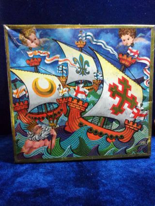 A Vintage Peek Freans & Co Biscuit Tin,  Neptune,  Ships.