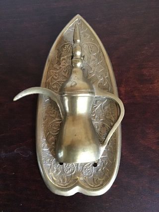 Vintage Door Knocker Solid Brass Arabic Turkish Islamic Dallah Coffee Pot Palm