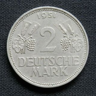 Germany,  2 Marks 1951 - D,  Rare Vintage Foreign Coin,  &