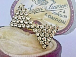 Vintage Jewellery Lovely Sparkling Crystal Bow Tie Brooch Pin Clip Deco Style