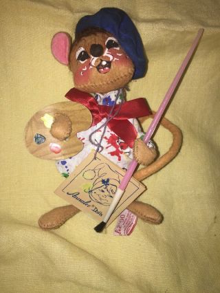 6” Vintage Annalee Doll Artist Painter Mouse ‘09 3