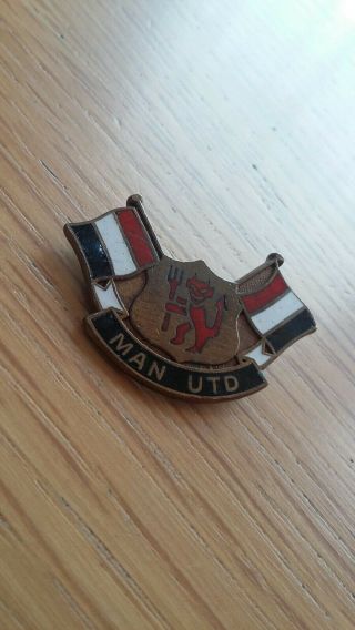 Old Vintage Manchester United Football Club Enamel Badge