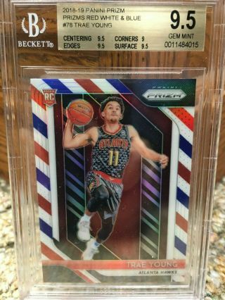 2018 Panini Prizm Red White & Blue 78 Trae Young Bgs 9.  5