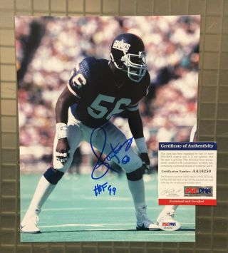 Lawrence Taylor " Hof 1999 " Signed 8x10 Photo Autographed Psa/dna Giants