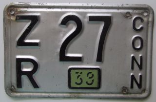 Connecticut 1939 License Plate Quality Zr 27