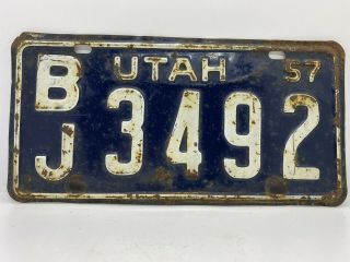 Old Rat Rod Barn Find Antique Automobile Vintage 1957 Utah License Plate Bj 3492