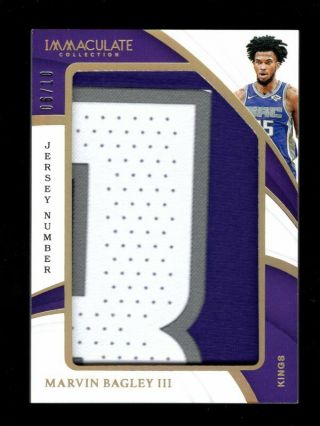 2018 - 19 Immaculate Marvin Bagley Iii Rc Number Patch 6/10 Sacramento Kings