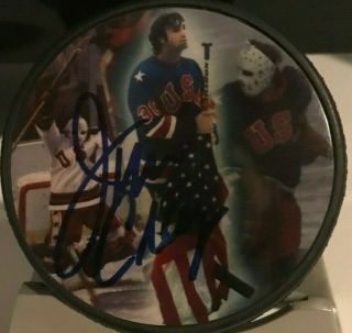 Jim Craig Autographed Puck Hockey 1980 Olympics Nhl Usa Miracle On Ice Signed