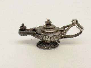 Vintage Sterling Silver Genie In The Lamp Charm - Opens - Nuvo.