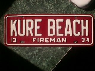 2013 Kure Beach Nc Fireman License Plate Tag Topper