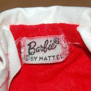 Vintage 1959 model 975 Mattel Barbie Winter Holiday White Vinyl Coat Jacket Belt 2