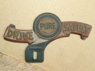 Pure Gas And Oil Advertising Plate Topper,  Stamped Tin Litho