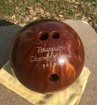 Brunswick Crown Jewel Bowling Ball 14 Lbs 3 Oz Brown Gold Swirl Sports Vintage