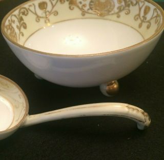 VINTAGE Nippon Hand Painted Gold,  White Set Spoon / Ladle Bowl 2