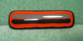 Vintage Red Black Gray Art Glass Brooch Bar Collar Pin Modernistic Retro