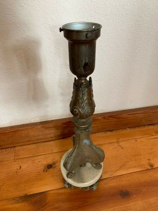 Vintages Claw Foot Base Lamp With Marble No Shade - Heavy