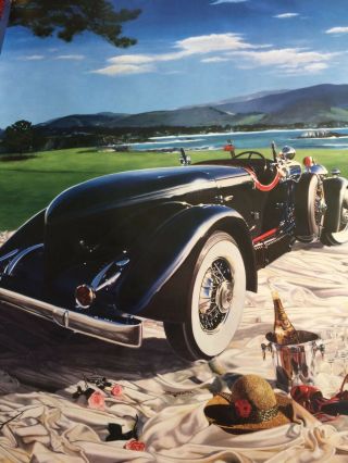 Pebble Beach Concours Signed 61 Of 75 1993 Cadillac V16 N.  O.  S Poster Nicola Wood