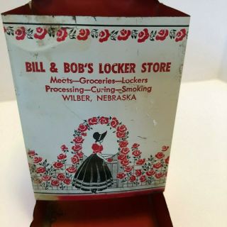 Vintage Bill and Bob ' s Locker Store Grocery Wilber,  Nebraska Metal display item 2