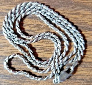 Vintage Sterling Silver Rope Necklace Italy 925 19 - 20 Inches Long