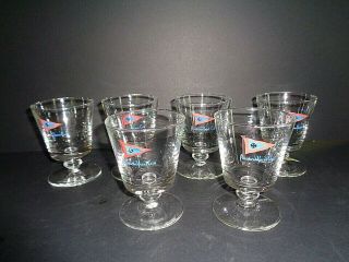 Set Of 6 Vintage American Yacht Club Ayc Rye Ny Bar Glasses