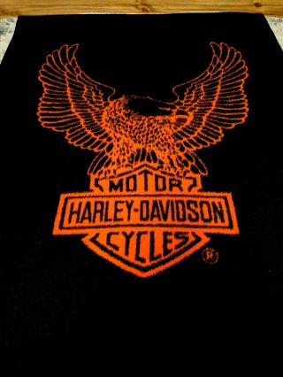 Biederlack Harley Davidson Blanket Logo Eagle 56 X 78 " Acrylic Black Orange