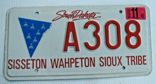 South Dakota Sisseton Sioux Tribe License Plate " A 308 " Indian Native American