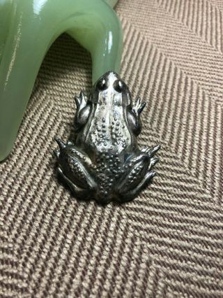 Vintage 2 1/4” Truart Sterling Silver Single Frog Toad Style Pin - E3