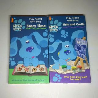 2 Vintage Vhs Blue’s Clues Story Time / Arts And Crafts (play Along) 1998