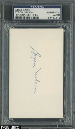 Byron Nelson Golf Signed Index Card Auto Autograph Psa/dna