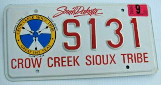 South Dakota Crow Creek Sioux Tribe License Plate " S131 " Indian Native American