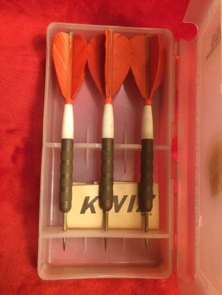 Vintage Kwiz Dart Set (3) Brass Body 110 Light 16gram 2 3/4” Red Feathers