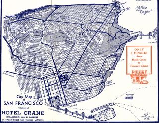 Hotel Crane San Francisco CA Vintage 1939 Brochure Street Map Golden Gate Expo 2