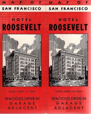 Hotel Roosevelt San Francisco Ca Vintage Travel Brochure Circa 1930 