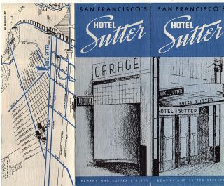 Hotel Sutter San Francisco Ca Vintage Travel Brochure Circa 1930 