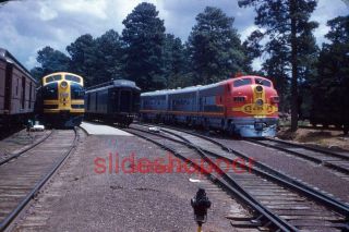 Slide Photo Santa Fe Railroad Yard Emd F7 Locomotive 255 339 Train 1953