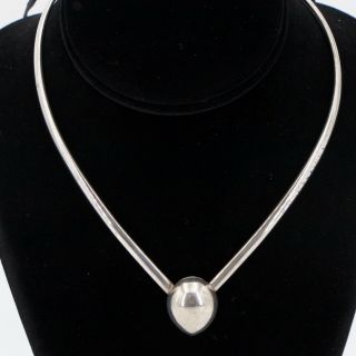 Vtg Sterling Silver - Modern V Shaped 14.  5 " Collar Choker Necklace - 19g