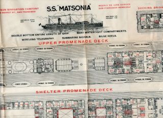 Vintage Deck Plans Of Ss Matsonia