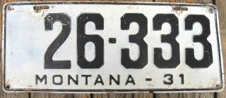 Vintage Montana License Plate 1931 Very Fine