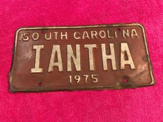 South Carolina Sc License Plate Tag 1975 Vanity Iantha