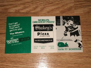 1976 - 77 England Whalers Wha Hockey Schedule Nrmt Unfolded No Crease