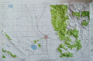 Relief Map Bakersfield Ca Vintage Molded Plastic