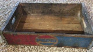 Vintage Pepsi - Cola Wood Wooden Crate Carrier Red & Blue M - 179 Old Patina