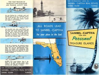 Sanibel - Captiva Islands Florida Vintage Brochure Real Estate Keyed Map