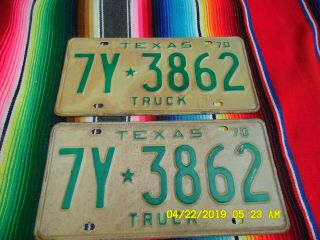 1970 Texas Truck License Plates 7y3862
