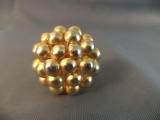 Ladies Ring Vintage Costume Jewelry Cocktail Ring Gold Tone Balls Adjustable