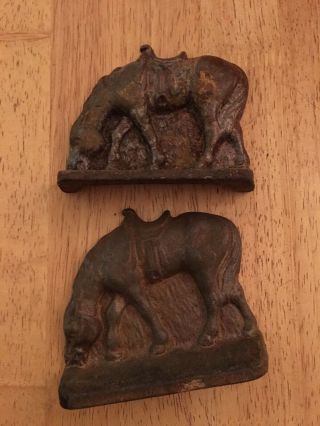 Pair Vintage Western Cowboy Horse Cast Iron Metal Bookends Book Ends - - Unmarked